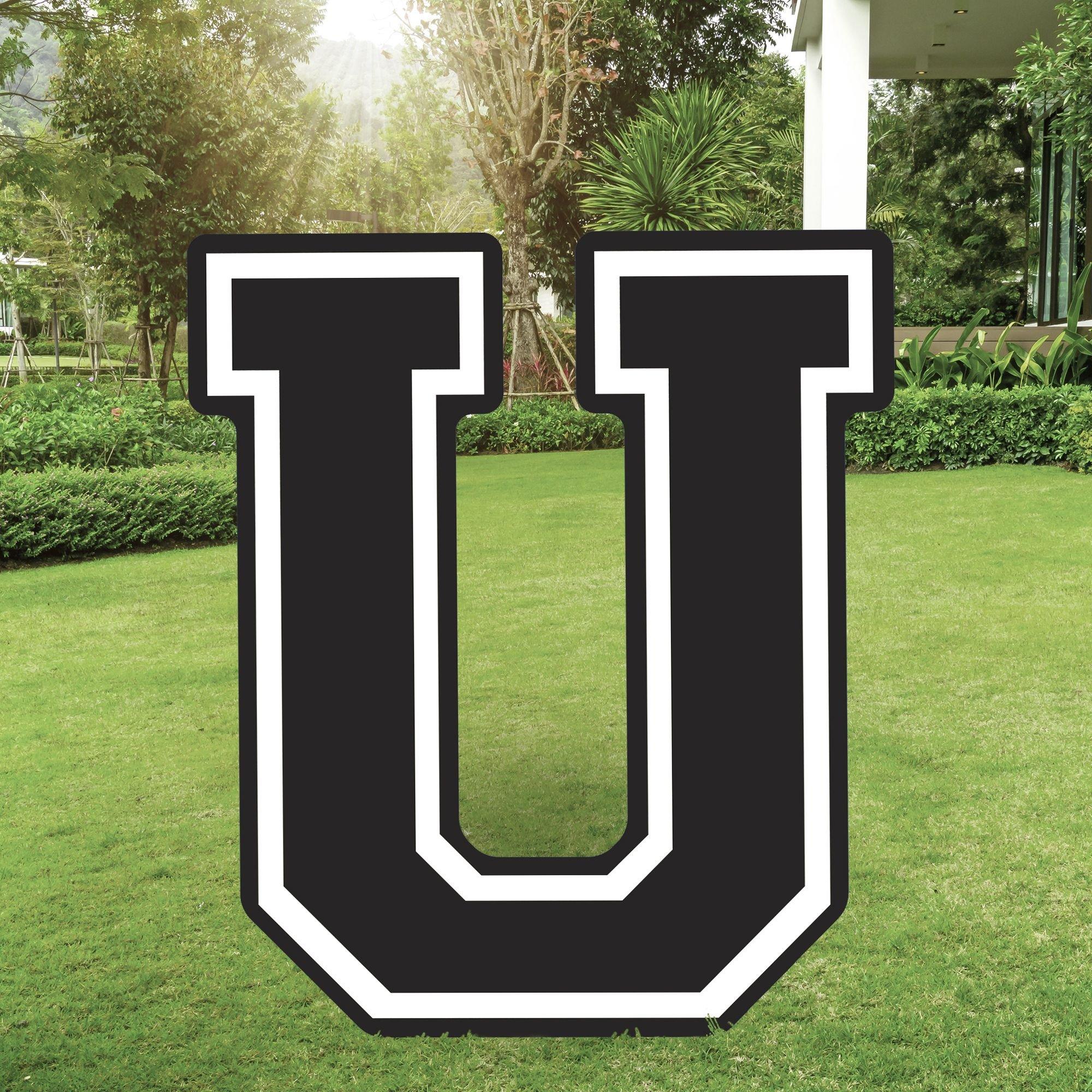 Black Collegiate Letter (U) Corrugated Plastic Yard Sign, 30in Party City